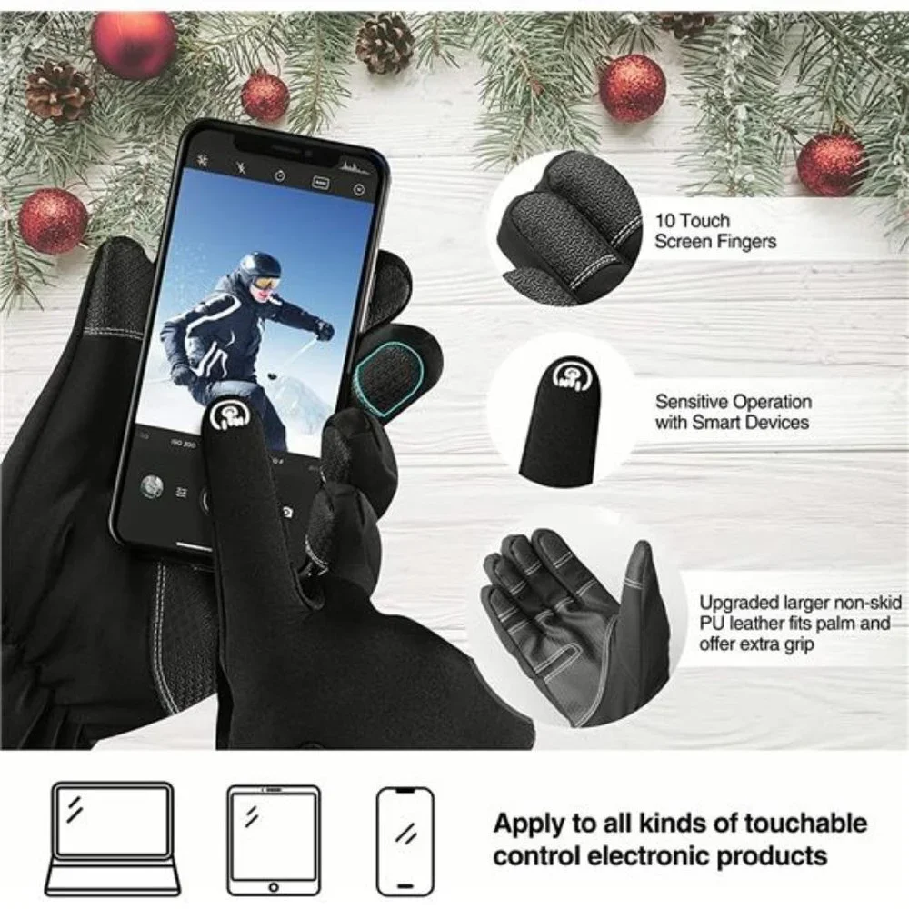 -10℉ Unisex Waterproof Winter Gloves Touchscreen Fingers 5-Layer Touch Screen
